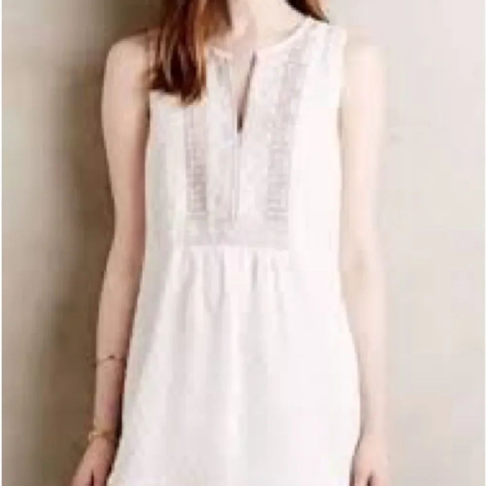 Anthropologie White Sleeveless Plunge Top